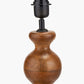 Nyari Brown Oiled Finish Mango Wood 3 Ball Design Table Lamp Base with Izara 40cm Ocean Blue Ikat Patterned Mushroom Pleat Tapered Lampshade