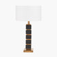Maximo Matt Black and Antique Brass Cube Design Table Lamp Base with Harry 35cm Ivory Cotton Mix Cylinder Lampshade