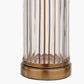 Ciara Clear Glass and Antique Brass Metal Table Lamp Base with Stellan 35cm Duck Egg Slubbed Silk Mix Gold Lined Cylinder Lampshade