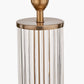 Ciara Clear Glass and Antique Brass Metal Table Lamp Base with Stellan 35cm Green Slubbed Silk Mix Gold Lined Cylinder Lampshade