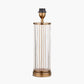 Ciara Clear Glass and Antique Brass Metal Table Lamp Base with Lino 35cm Cinnamon Self Lined Linen Cylinder Lampshade