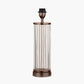 Ciara Clear Glass and Antique Bronze Metal Table Lamp Base with Henry 35cm White Handloom Cylinder Lampshade
