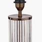 Ciara Clear Glass and Antique Bronze Metal Table Lamp Base with Stellan 35cm Black Slubbed Silk Mix Gold Lined Cylinder Lampshade