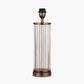Ciara Clear Glass and Antique Bronze Metal Table Lamp Base with Lino 35cm Cinnamon Self Lined Linen Cylinder Lampshade