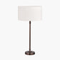 Piero Antique Bronze Metal Candlestick Table Lamp Base with Henry 35cm White Handloom Cylinder Lampshade
