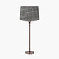 Piero Antique Bronze Metal Candlestick Table Lamp Base with Vienna 35cm Black Chevron Mushroom Pleat Lampshade