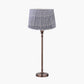 Piero Antique Bronze Metal Candlestick Table Lamp Base with Vienna 35cm Blue Chevron Mushroom Pleat Lampshade