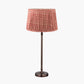 Piero Antique Bronze Metal Candlestick Table Lamp Base with Vienna 35cm Red Chevron Mushroom Pleat Lampshade