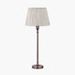 Piero Antique Bronze Metal Candlestick Table Lamp Base with Thiago 35cm Natural Stripe Mushroom Pleat Tapered Lampshade