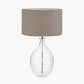 Elysia Bubble Glass and Silver Metal Curved Table Lamp Base with Edward 40cm Natural Linen Cylinder Lampshade