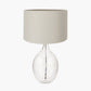 Elysia Bubble Glass and Silver Metal Curved Table Lamp Base with Lino 40cm Grey Self Lined Linen Cylinder Lampshade