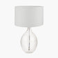 Elysia Bubble Glass and Silver Metal Curved Table Lamp Base with Lino 40cm White Self Lined Linen Cylinder Lampshade