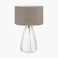 Elysia Bubble Glass and Silver Metal Table Lamp Base with Edward 40cm Natural Linen Cylinder Lampshade