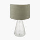 Elysia Bubble Glass and Silver Metal Table Lamp Base with Edward 40cm Pistachio Green Linen Cylinder Lampshade