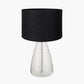 Elysia Bubble Glass and Silver Metal Table Lamp Base with Lino 40cm Black Self Lined Linen Cylinder Lampshade