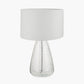 Elysia Bubble Glass and Silver Metal Table Lamp Base with Lino 40cm White Self Lined Linen Cylinder Lampshade