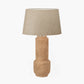 Gaiana Concrete Brown Stoneware Table Lamp Base with Milos 35cm Natural Linen Tapered Lampshade
