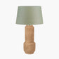 Gaiana Concrete Brown Stoneware Table Lamp Base with Milos 35cm Pistachio Green Linen Tapered Lampshade