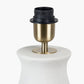 Eirene White Textured Stoneware Table Lamp Base with Lars 40cm Ocean Blue Ikat Patterned Cylinder Lampshade