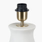 Eirene White Textured Stoneware Table Lamp Base with Lars 40cm Racing Green Ikat Patterned Cylinder Lampshade