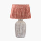 Ambrosia Natural Grooved Stoneware Table Lamp Base with Vienna 35cm Red Chevron Mushroom Pleat Lampshade