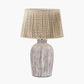 Ambrosia Natural Grooved Stoneware Table Lamp Base with Vienna 35cm Taupe Chevron Mushroom Pleat Lampshade