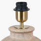 Ambrosia Natural Grooved Stoneware Table Lamp Base with Lino 35cm White Self Lined Linen Cylinder Lampshade