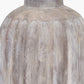 Ambrosia Natural Grooved Stoneware Table Lamp Base with Lino 35cm White Self Lined Linen Cylinder Lampshade