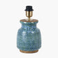 Theano Dot Design Blue Glaze Table Lamp Base with Edward 30cm Natural Linen Cylinder Lampshade