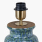Theano Dot Design Blue Glaze Table Lamp Base with Edward 30cm Natural Linen Cylinder Lampshade
