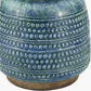 Theano Dot Design Blue Glaze Table Lamp Base with Edward 30cm Natural Linen Cylinder Lampshade