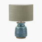 Theano Dot Design Blue Glaze Table Lamp Base with Edward 30cm Pistachio Green Linen Cylinder Lampshade