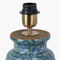 Theano Dot Design Blue Glaze Table Lamp Base with Edward 30cm Pistachio Green Linen Cylinder Lampshade