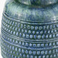 Theano Dot Design Blue Glaze Table Lamp Base with Lino 30cm White Self Lined Linen Cylinder Lampshade