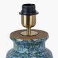 Theano Dot Design Blue Glaze Table Lamp Base with Lino 30cm White Self Lined Linen Cylinder Lampshade