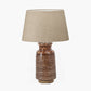 Theano Dot Design Brown Glaze Tall Table Lamp Base with Milos 35cm Natural Linen Tapered Lampshade