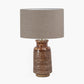 Theano Dot Design Brown Glaze Tall Table Lamp Base with Edward 35cm Natural Linen Cylinder Lampshade