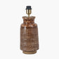 Theano Dot Design Brown Glaze Tall Table Lamp Base with Edward 35cm Natural Linen Cylinder Lampshade