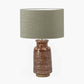 Theano Dot Design Brown Glaze Tall Table Lamp Base with Edward 35cm Pistachio Green Linen Cylinder Lampshade