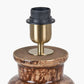 Theano Dot Design Brown Glaze Tall Table Lamp Base with Lino 35cm White Self Lined Linen Cylinder Lampshade