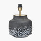 Etna Black and White Glass Table Lamp Base with Bloom 40cm White Handloom Scalloped Cylinder Lampshade