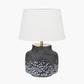 Etna Black and White Glass Table Lamp Base with Lys 40cm White Self Lined Linen Tapered Lampshade