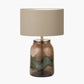 Valtellina Brown and Green Glass Table Lamp Base with Henry 35cm Taupe Handloom Cylinder Lampshade