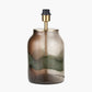 Valtellina Brown and Green Glass Table Lamp Base with Henry 35cm White Handloom Cylinder Lampshade