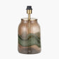 Valtellina Brown and Green Glass Table Lamp Base with Henry 35cm White Handloom Cylinder Lampshade