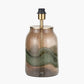 Valtellina Brown and Green Glass Table Lamp Base with Henry 35cm White Handloom Cylinder Lampshade