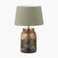 Valtellina Brown and Green Glass Table Lamp Base with Milos 35cm Pistachio Green Linen Tapered Lampshade