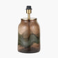 Valtellina Brown and Green Glass Table Lamp Base with Edward 35cm Natural Linen Cylinder Lampshade