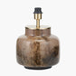 Cerdanya Brown and Beige Glass Table Lamp Base with Stellan 40cm Gold Slubbed Silk Mix Gold Lined Cylinder Lampshade