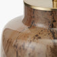 Cerdanya Brown and Beige Glass Table Lamp Base with Stellan 40cm Gold Slubbed Silk Mix Gold Lined Cylinder Lampshade